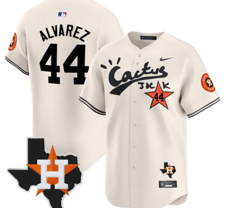 Yordan Alvarez 44 Houston Astros Cactus Jack Limited Jersey Houston Patch