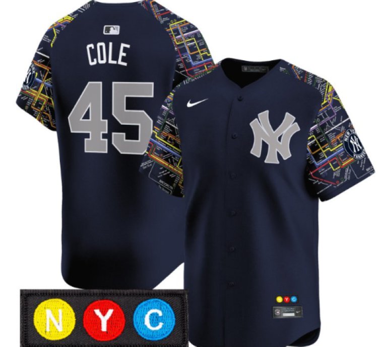 Gerrit Cole Jersey 45 New York Yankees Subway Style Vapor Premier Limited Stitched