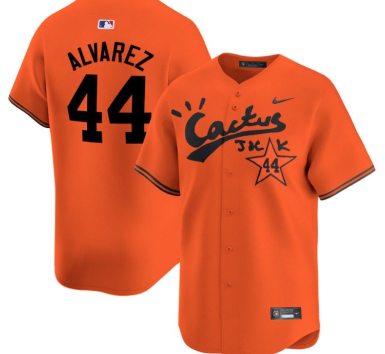 Yordan Alvarez 44 Houston Astros Cactus Jack Men Jersey - Orange
