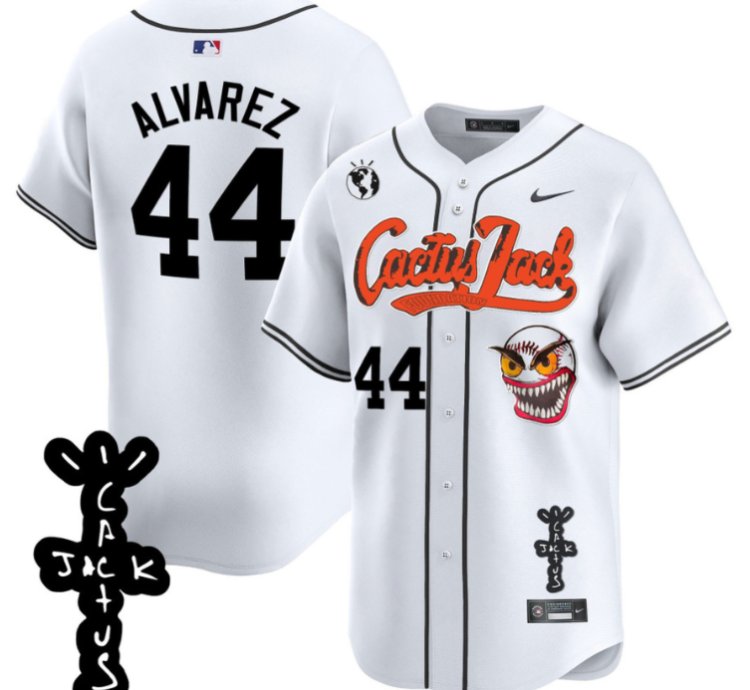 Yordan Álvarez 44 Houston Astros Cactus Jack Patch V2 Men Jersey - White
