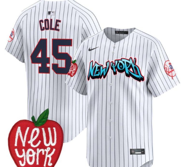 Gerrit Cole Jersey 45 New York Yankees Apple Patch Vapor Premier Limited Stitched Pinstripe