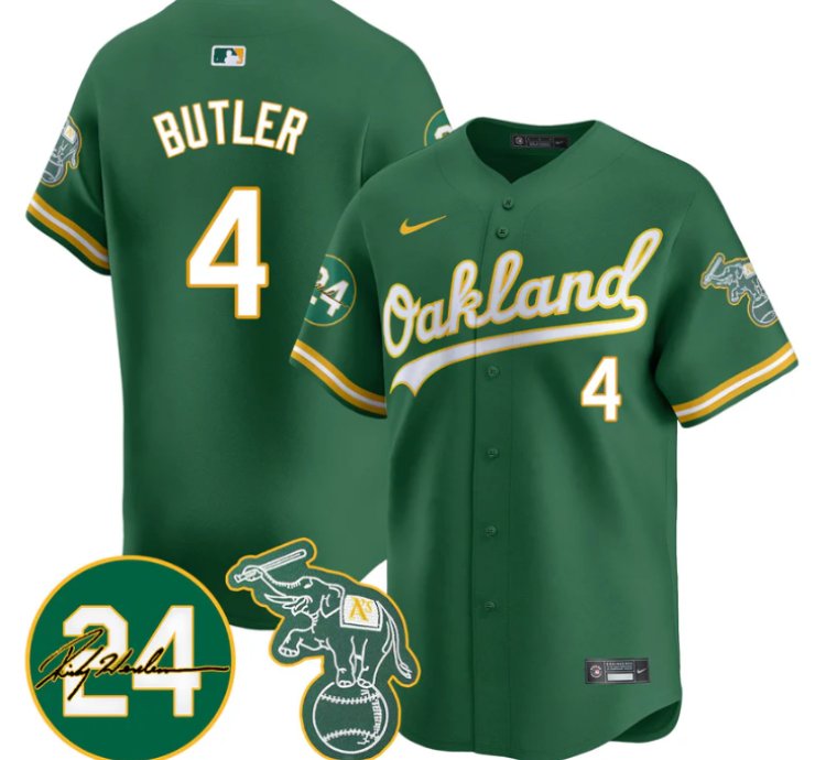 Lawrence Butler Jersey 4 Oakland Athletics 2025 Rickey Henderson Memorial Stitched Green