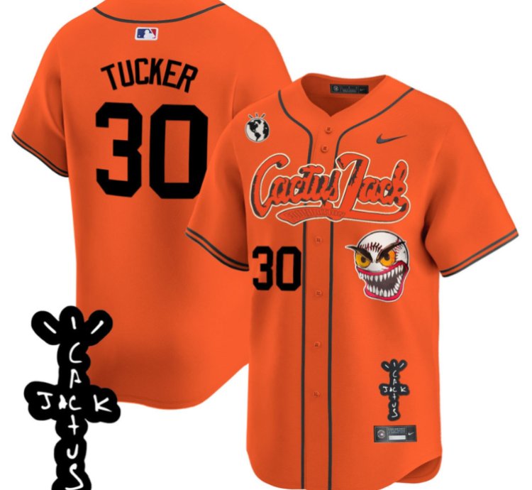 Kyle Tucker 30 Houston Astros Cactus Jack Patch V2 Men Jersey - Orange
