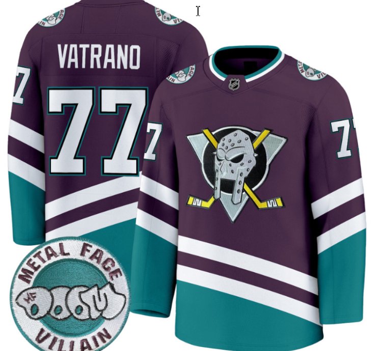 Men Frank Vatrano Jersey 77 Anaheim Ducks Mf Doom Metal Face Villain Stitched