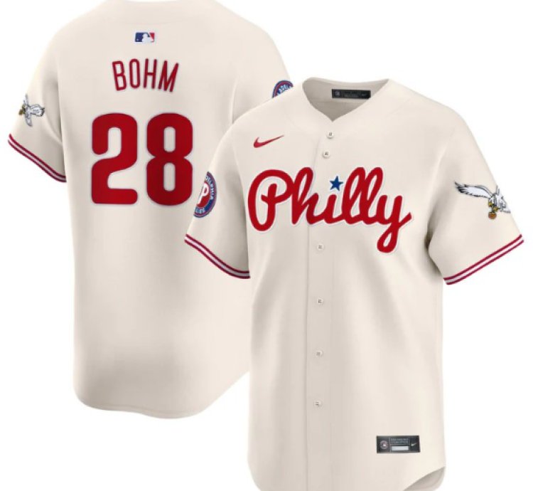 Alec Bohm Jersey 28 Phillies And Eagles Vapor Premier Limited Stitched Cream