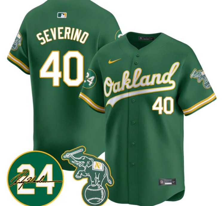 Luis Severino Jersey 40 Oakland Athletics 2025 Rickey Henderson Memorial Stitched Green