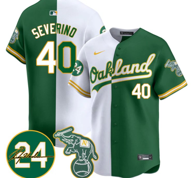 Luis Severino Jersey 40 Oakland Athletics 2025 Rickey Henderson Memorial Stitched Split