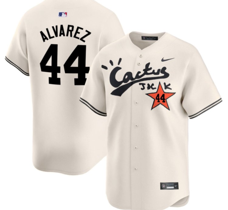 Yordan Alvarez 44 Houston Astros Cactus Jack Cream Jersey V2