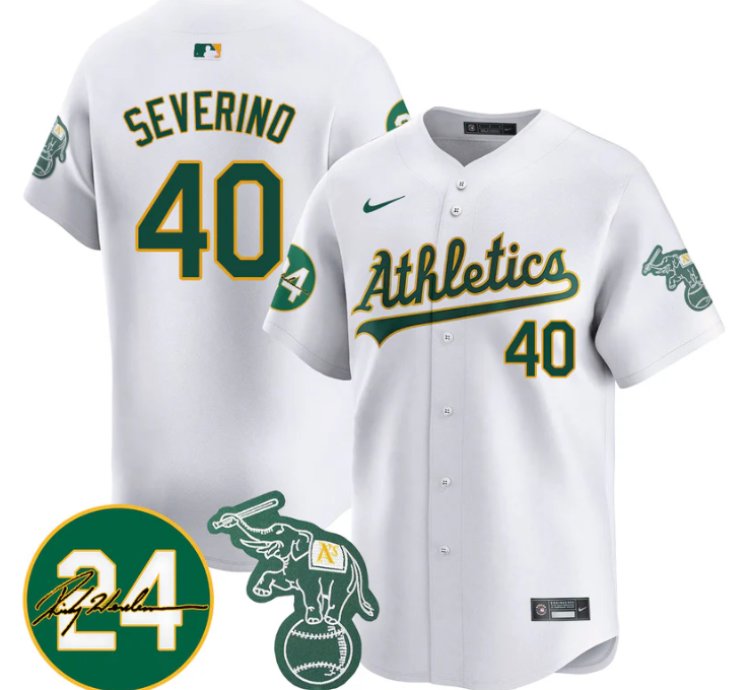 Luis Severino Jersey 40 Oakland Athletics 2025 Rickey Henderson Memorial Stitched White