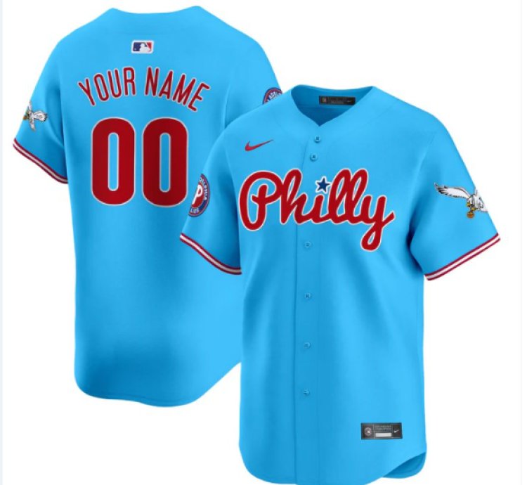 Custom Phillies And Eagles Jersey Name Number Vapor Premier Limited Stitched Light Blue