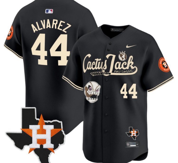 Yordan Alvarez 44 Houston Astros Cactus Jack Foundation Fall Classic Limited Jersey Black