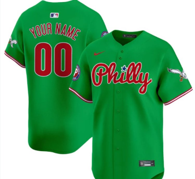 Custom Phillies And Eagles Jersey Name Number Vapor Premier Limited Stitched Green
