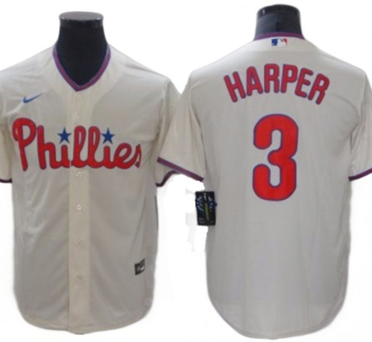 Philadelphia Phillies 3 Bryce Harper Cream Alternate Jersey