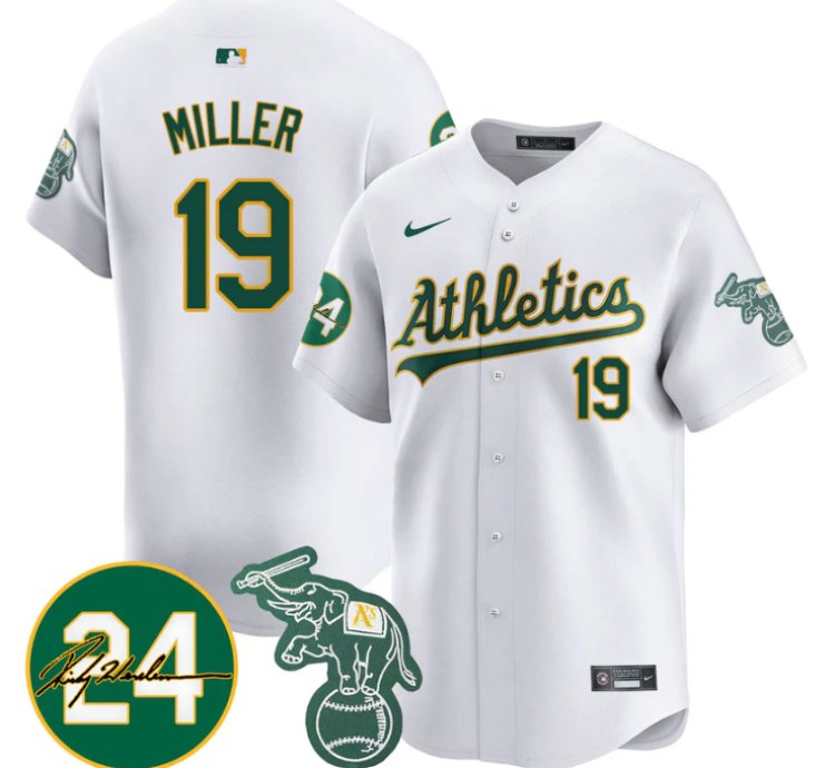 Mason Miller Jersey 19 Oakland Athletics 2025 Rickey Henderson Memorial Stitched White