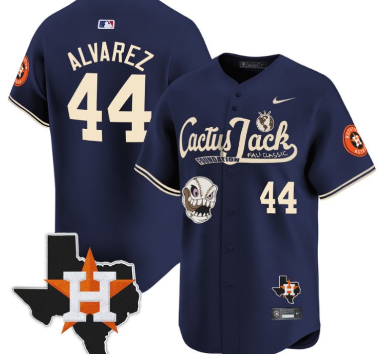 Yordan Alvarez 44 Houston Astros Cactus Jack Foundation Fall Classic Limited Jersey Navy