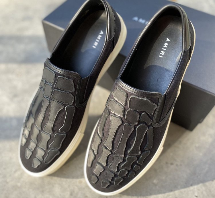 Amiri Skeleton Slip Ons In Black