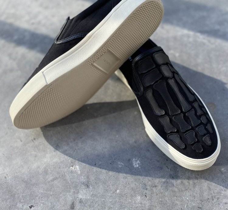Amiri Skeleton Slip Ons In Black
