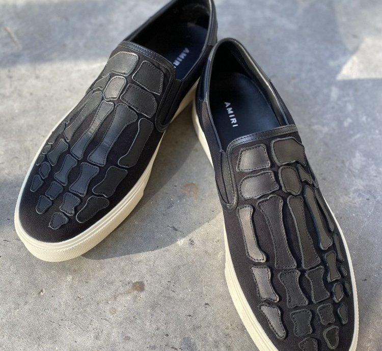 Amiri Skeleton Slip Ons In Black