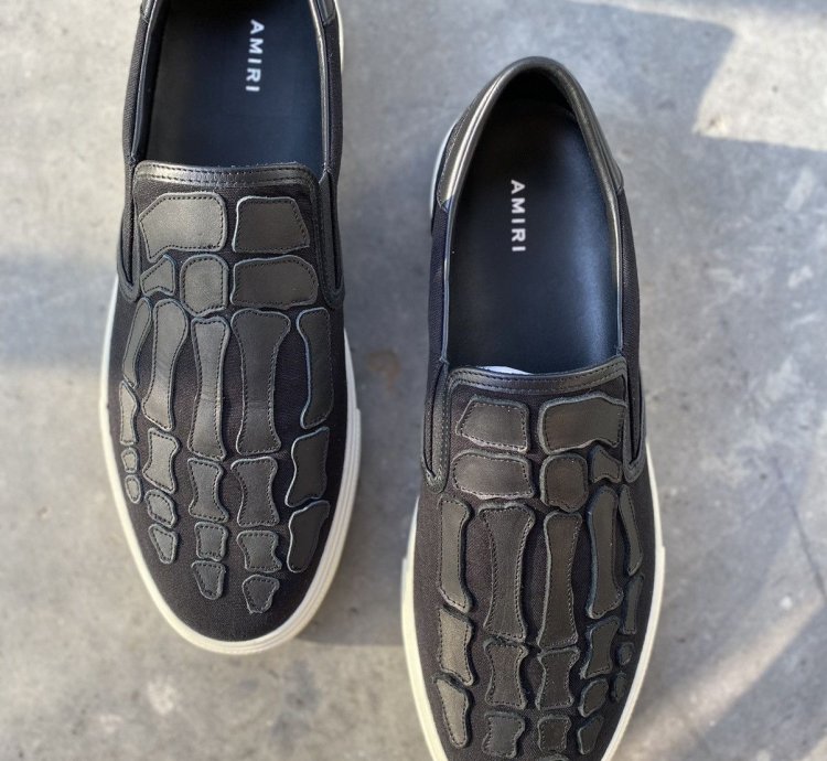 Amiri Skeleton Slip Ons In Black