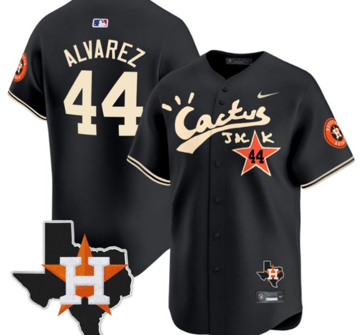 Yordan Alvarez 44 Houston Astros Cactus Jack Houston Patch Limited Jersey Black