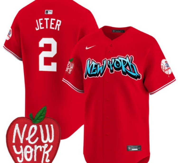 Derek Jeter Jersey 2 New York Yankees Apple Patch Vapor Premier Limited Stitched Red