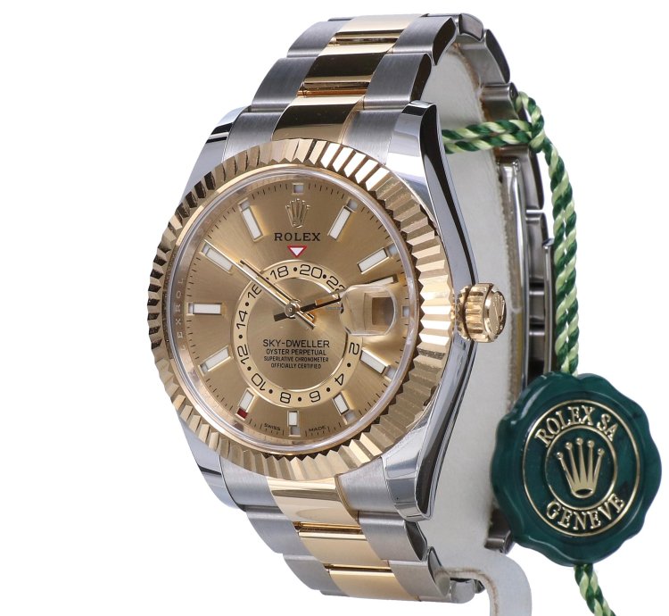 Rolex Sky-dweller 42 Gold Steel Champagne Unworn 2023