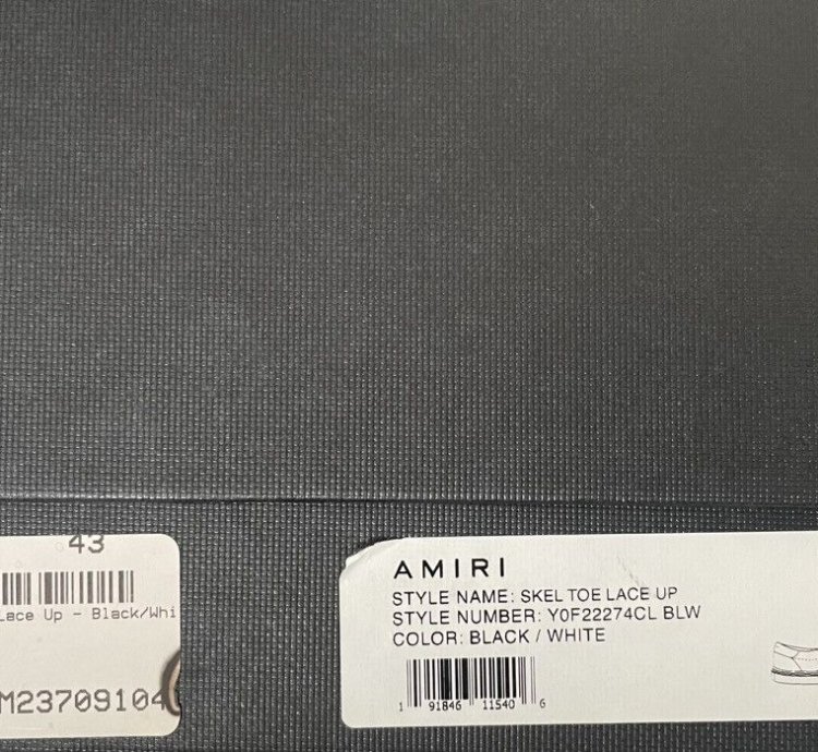 Amiri Skeleton Toe Size 10 brand New