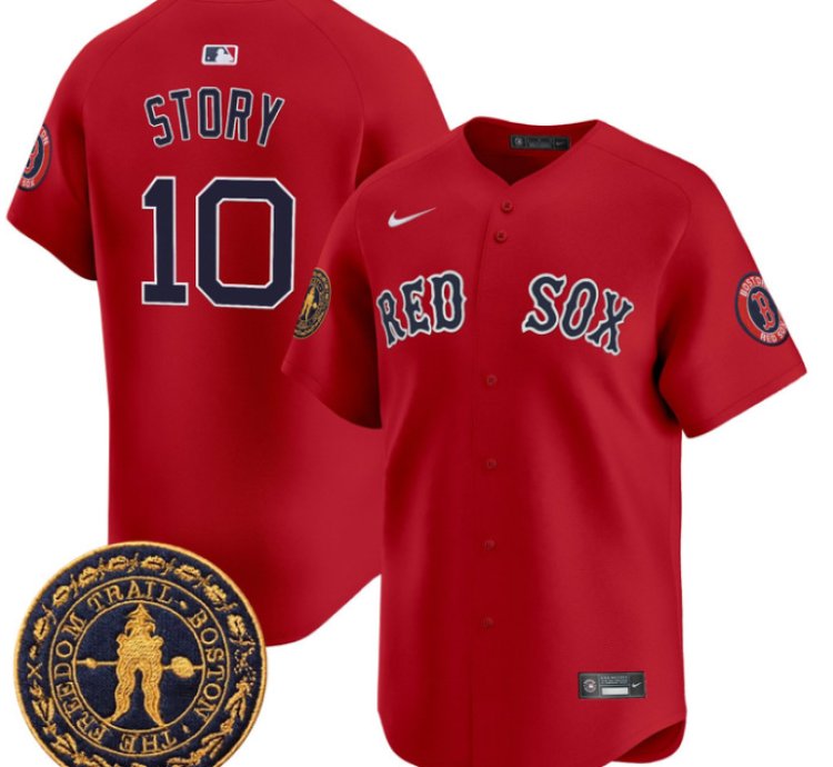 Trevor Story Jersey 10 Boston Red Sox Freedom Trail Patch Vapor Premier Limited Stitched Red
