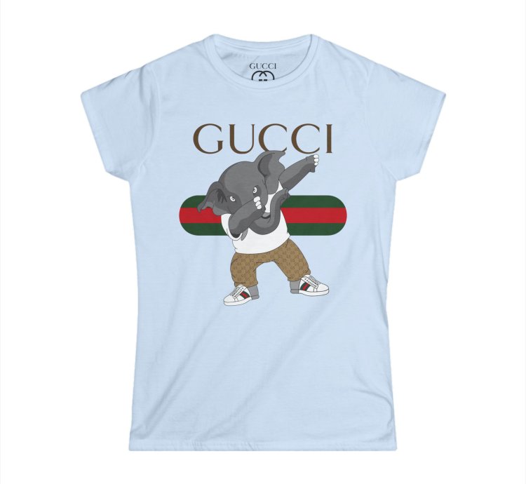Gucci Elephant Light Blue Women T-shirt - Size Usa