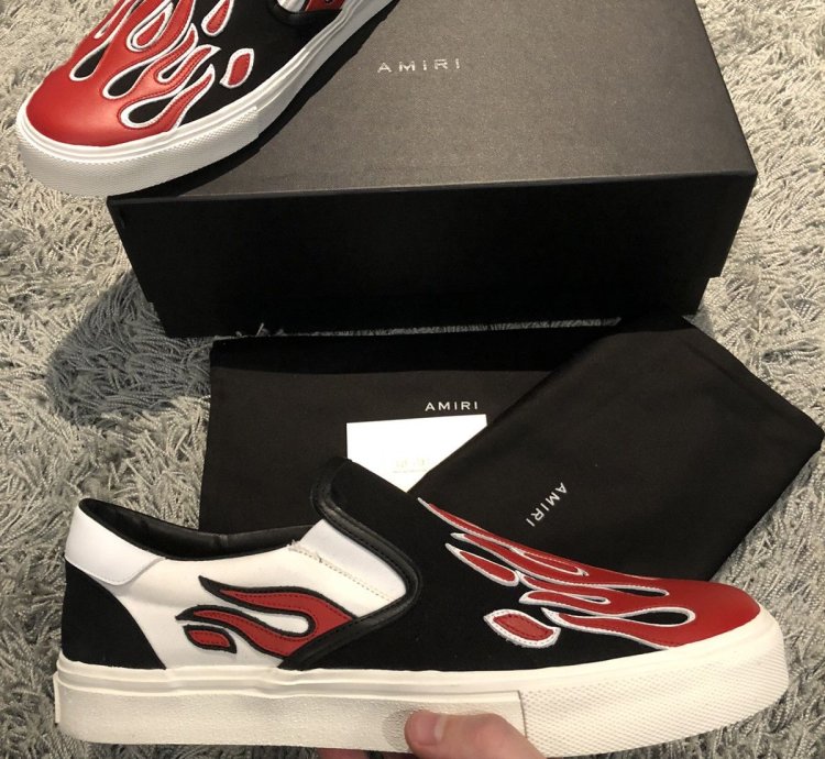 Amiri Slip Ons Slides Fire Flame 43 Brand New Rip