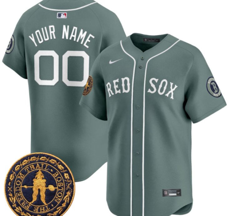 Custom Boston Red Sox Jersey Name Number Freedom Trail Patch Vapor Premier Limited Stitched Green