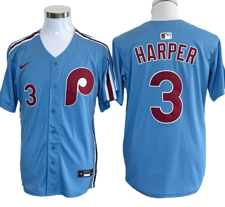 Philadelphia Phillies 3 Bryce Harper Alternate Limited Jersey - Light Blue