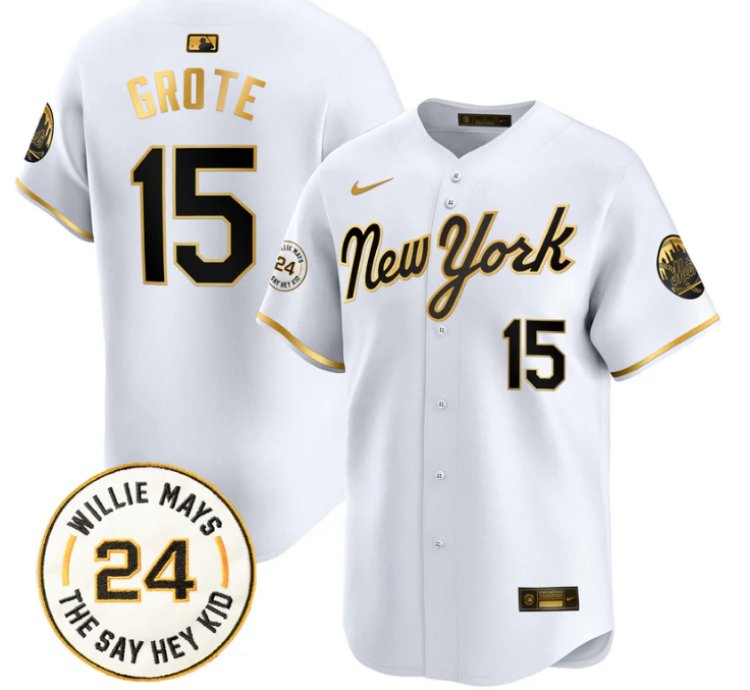 Jerry Grote Jersey 15 Mets Willie Mays Patch Vapor Premier Limited Stitched New York Gold