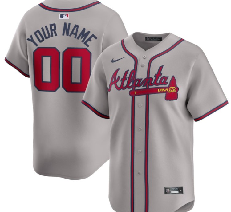 Atlanta Braves Away Limited Custom Men Jersey - Gray