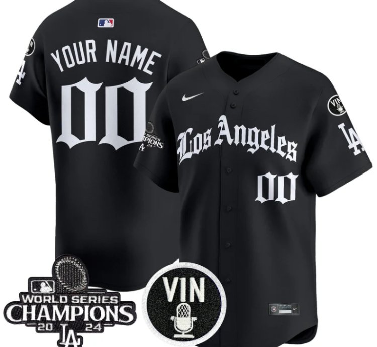 Custom Dodgers Jersey Name Number 2025 La Gothic Style Vapor Premier Limited Stitched Black