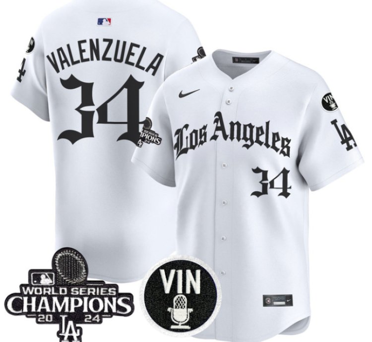 Fernando Valenzuela Jersey 34 Dodgers 2025 La Gothic Style Vapor Premier Limited Stitched White