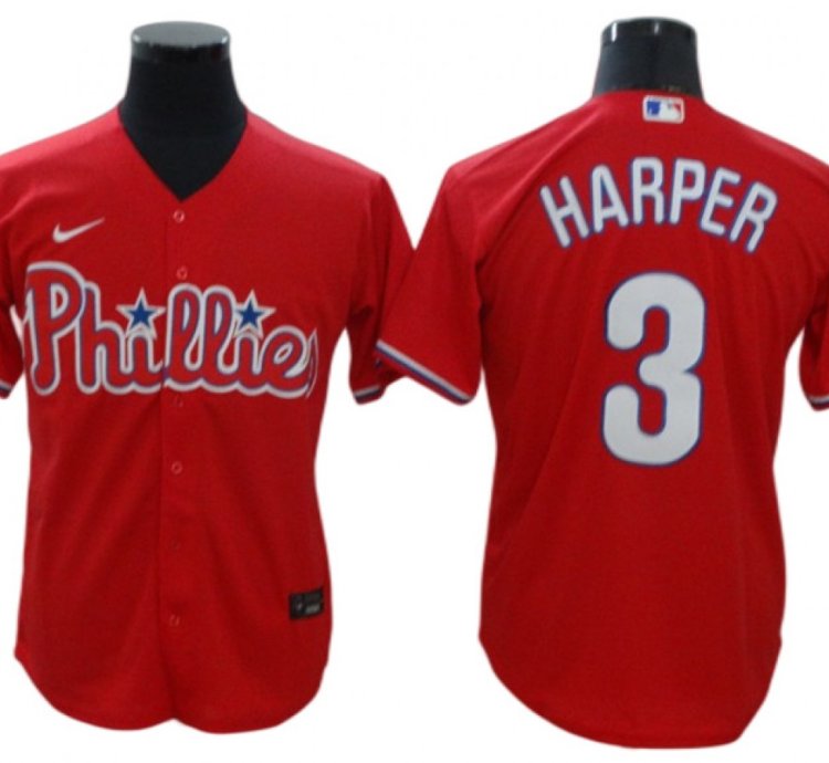 Philadelphia Phillies 3 Bryce Harper Red Alternate Jersey