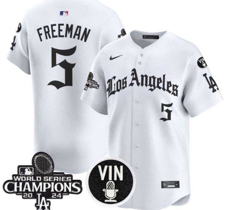 Freddie Freeman Jersey 5 Dodgers 2025 La Gothic Style Vapor Premier Limited Stitched White