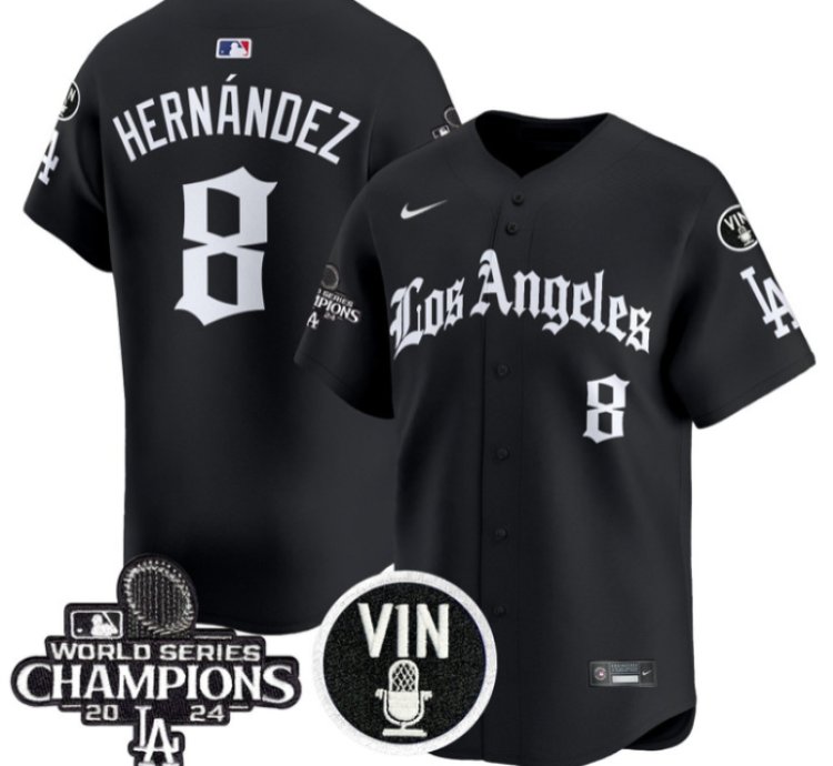 Kike Hernandez Jersey 8 Dodgers 2025 La Gothic Style Vapor Premier Limited Stitched Black