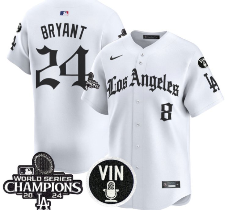 Kobe Bryant Jersey 24 Dodgers 2025 La Gothic Style Vapor Premier Limited Stitched White