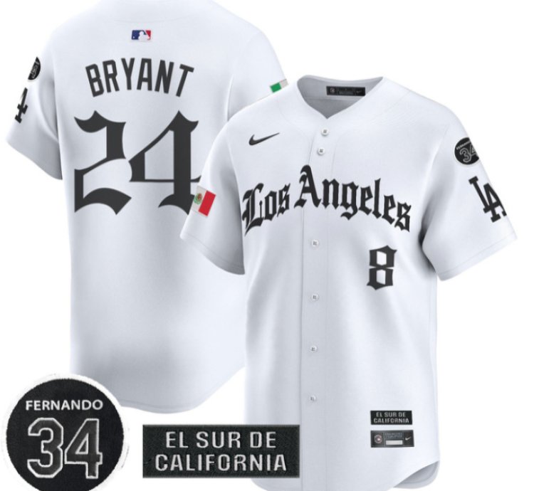 Kobe Bryant Jersey 24 Dodgers Mexico 2025 La Gothic Style Patch Premier Limited Stitched White
