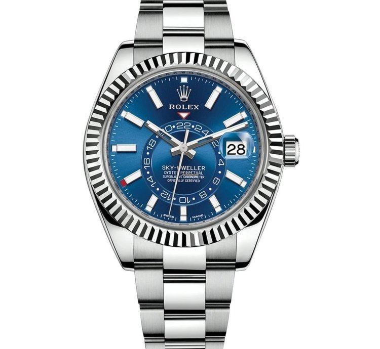 Rolex Sky-dweller 42mm Oyster 326934 Stainless Steel White Gold Watch Blue Dial Never Worn
