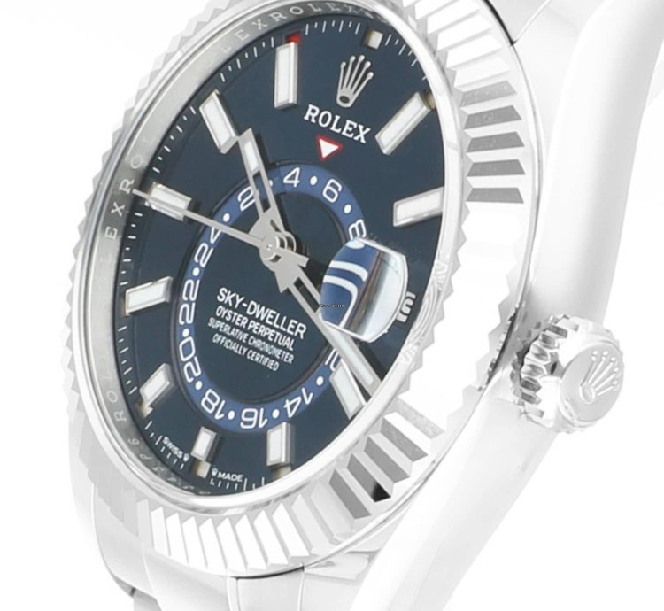 Rolex Sky-dweller 42mm Oyster 326934 Stainless Steel White Gold Watch Blue Dial Never Worn