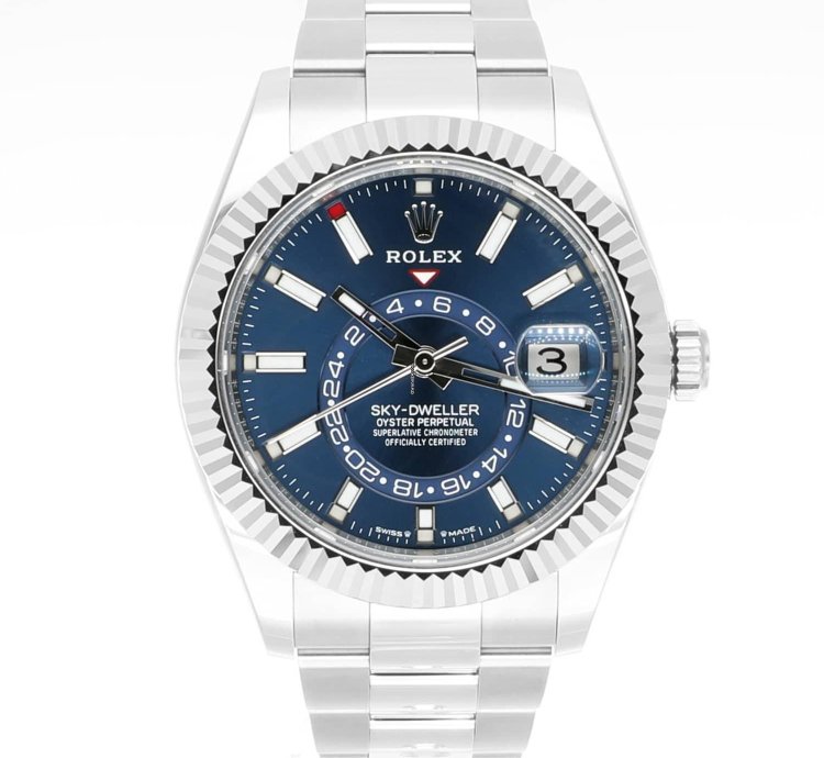 Rolex Sky-dweller 42mm Oyster 326934 Stainless Steel White Gold Watch Blue Dial Never Worn