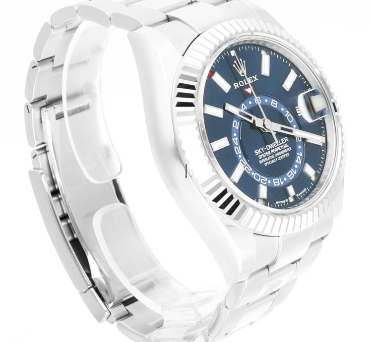 Rolex Sky-dweller 42mm Oyster 326934 Stainless Steel White Gold Watch Blue Dial Never Worn