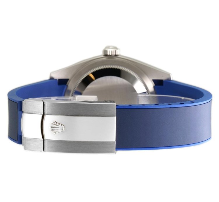 Rolex Sky-dweller 42mm Stainless Steel Blue Dial 18k Fluted Bezel Oyster Bracelet With Rubberb