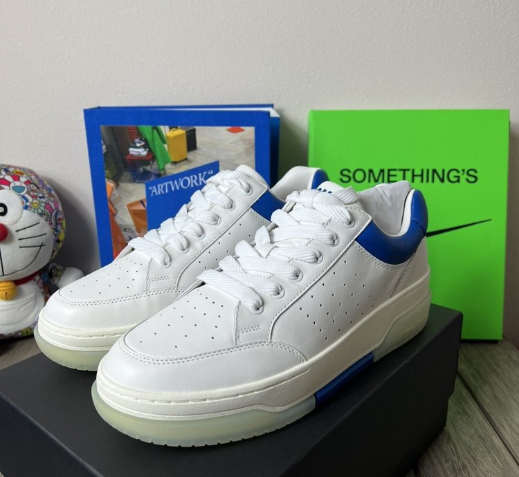 Amiri Stadium Leather Sneaker White Blue