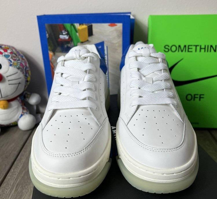 Amiri Stadium Leather Sneaker White Blue