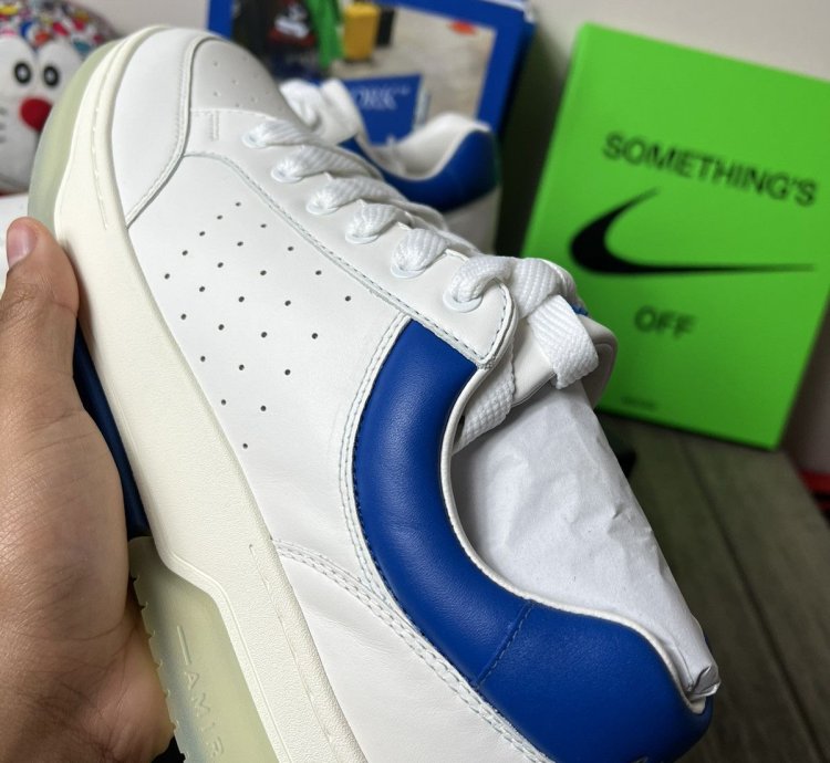 Amiri Stadium Leather Sneaker White Blue
