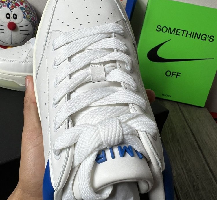 Amiri Stadium Leather Sneaker White Blue